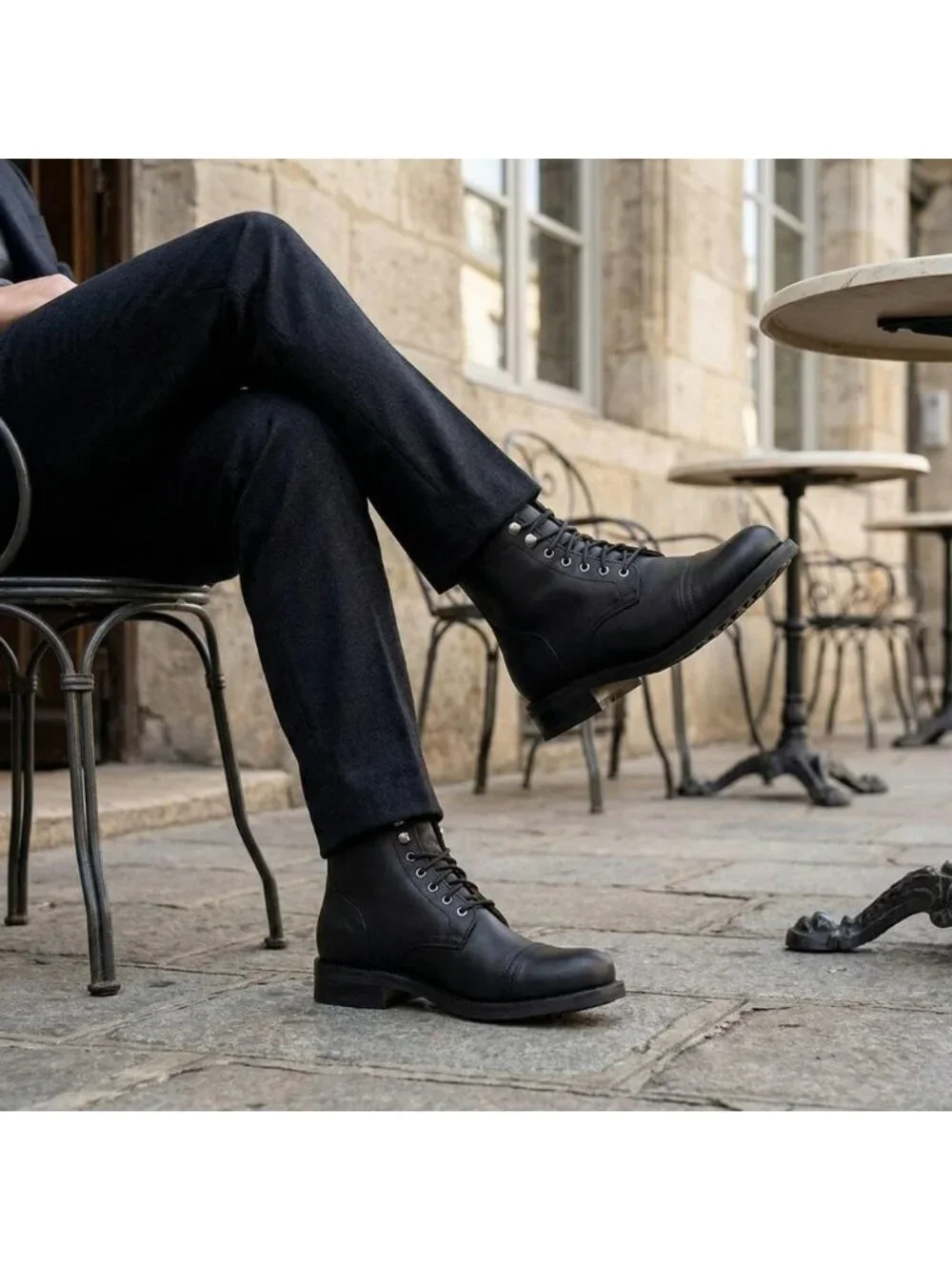 Men's Black Matte Casual Leather Dress Lace Up Ankle Boots Slip on Chukka Boots